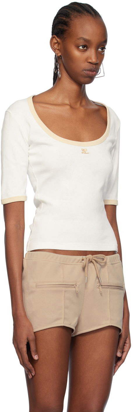 Tričko Courrèges Slim Scoop Neck T-Shirt Biela | 124JTS116JS0070, 1