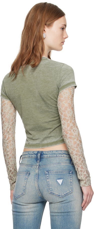 Crop Top GUESS GUESS Vintage Lace Crop T-Shirt Zelené | W4BP02KBB50, 2
