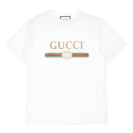 Tričko Gucci Gucci Short Sleeve T-Shirt with Large Logo Biela | 457095-X5L89-9234