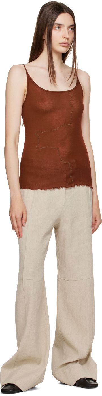 Tielko Baserange Embroidered Detail Tank Top Hnedá | TOGE-CG-AU23, 3