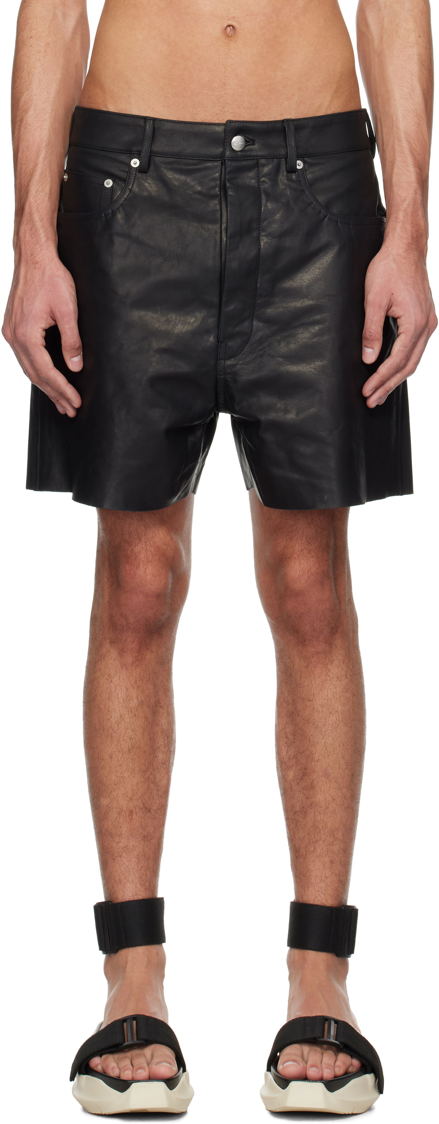 Šortky Rick Owens Rick Owens Hollywood Geth Leather Shorts Čierna | RU01E5373 LSU, 0
