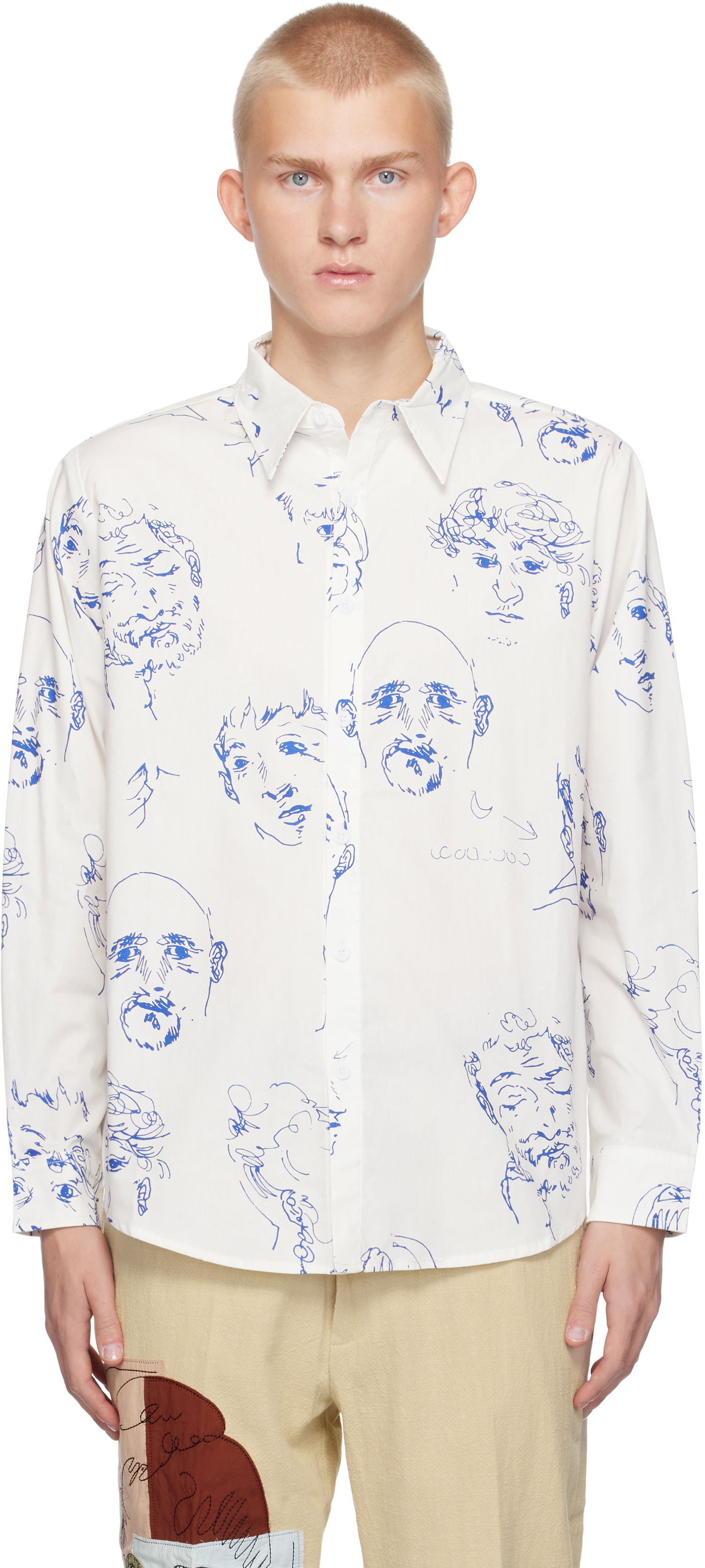 Košeľa KidSuper Doodle Faces Shirt Biela | AW24-LTP-02, 0