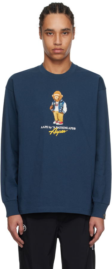 Tričko AAPE by A Bathing Ape AAPE by A Bathing Ape 'AAPE Theme AAPER' Long Sleeve T-Shirt Navy | AAPLTM1610XXNNYX, 0