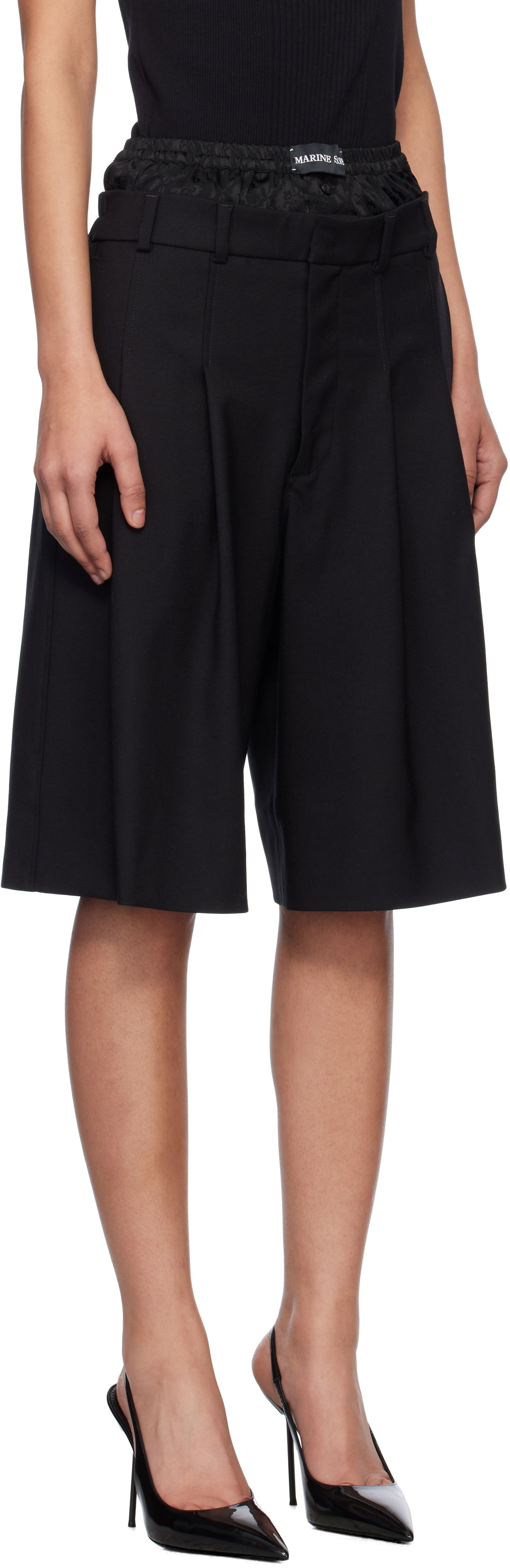 Šortky Marine Serre Marine Serre Virgin Wool Twill Shorts Čierna | MSH010A RWOV0001, 1