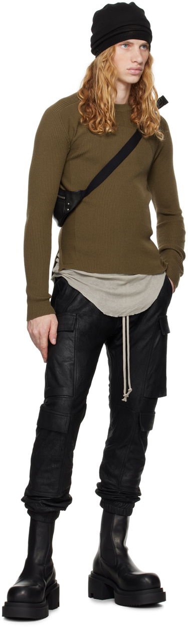 Sveter Rick Owens Rick Owens Porterville Ribbed Geo Sweater Hnedá | RU02D6639 RIBM, 3