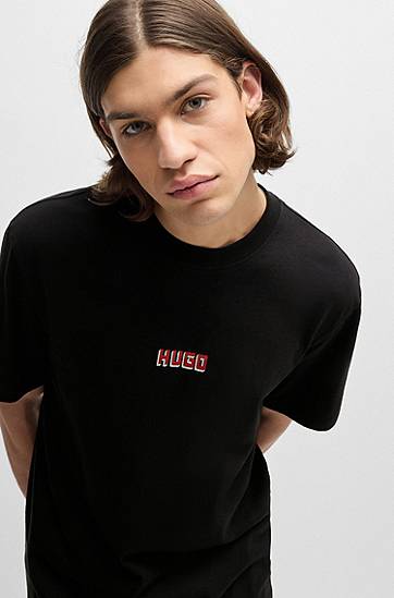 Tričko BOSS Relaxed Fit Cotton T-Shirt with Rear Logo by HUGO Čierna | 50519714, 1