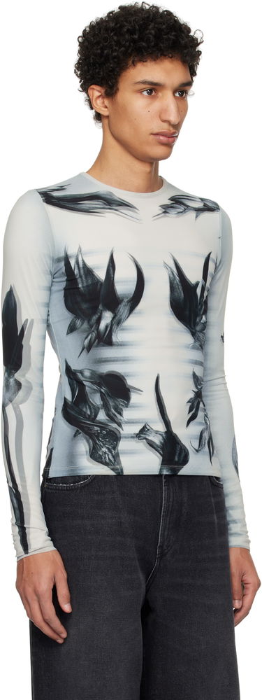 Tričko Jean Paul Gaultier Jean Paul Gaultier Flower Body Morphing Long Sleeve T-Shirt Biela | 25/33-F-TO264-T581-010200, 1