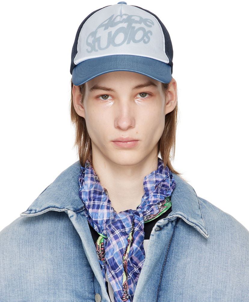 Šiltovka Acne Studios Flocked Cap Modrá | C40325-