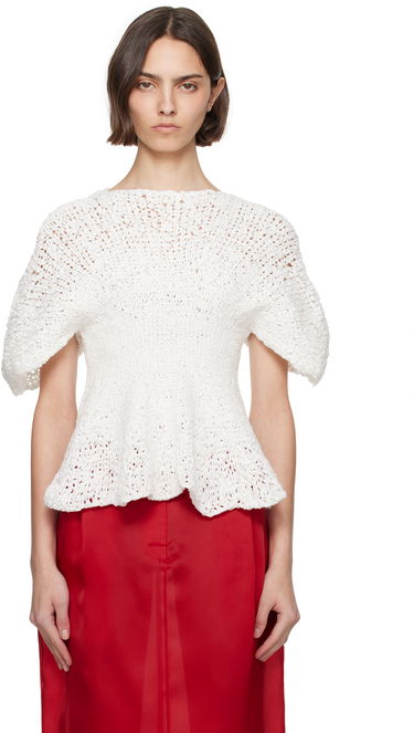Sveter Khaite KHAITE Mathilde Peplum Knit Top Biela | 9812121, 0