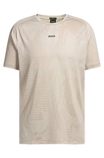 Tričko BOSS BOSS Active Jacquard-Pattern T-Shirt with Moisture Management Béžová | 50537755, 0