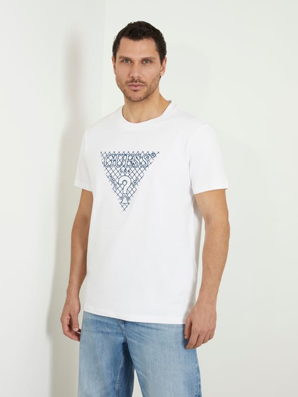 Tričko GUESS Embroidered Triangle Logo Biela | M4RI27K8FQ4, 0