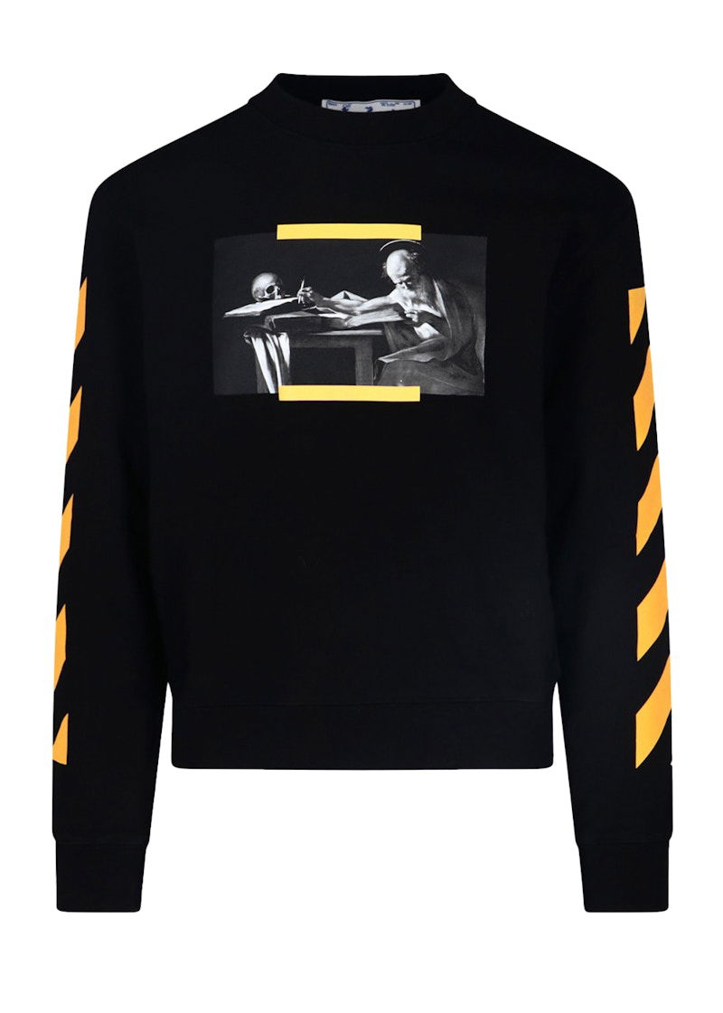 Mikina Off-White Caravaggio Saint Jerome Writing Print Sweatshirt Black Yellow Čierna | OMBA025F21FLE0091084, 0