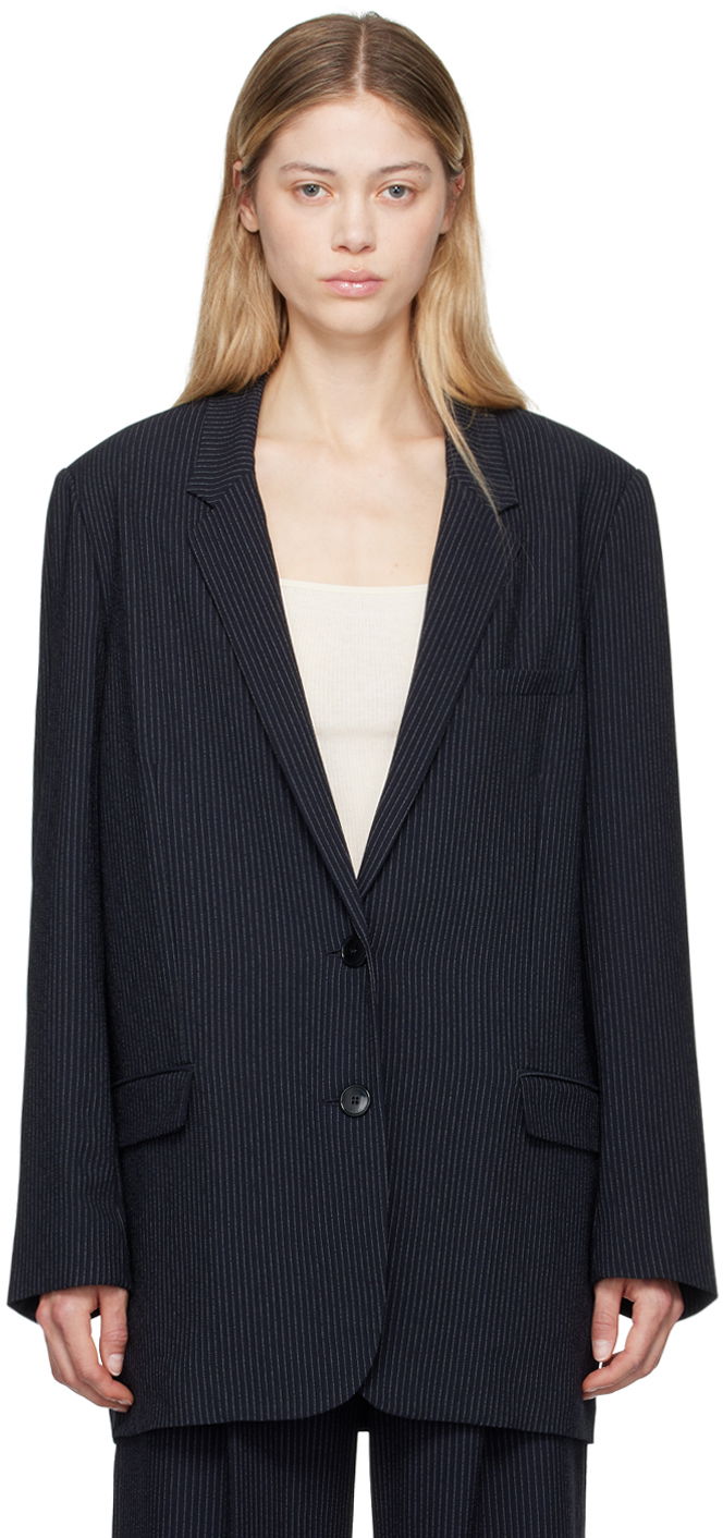 Bunda ISABEL MARANT Pinstriped Single-Breasted Blazer Modrá | VE0367FA-B3F01I, 0