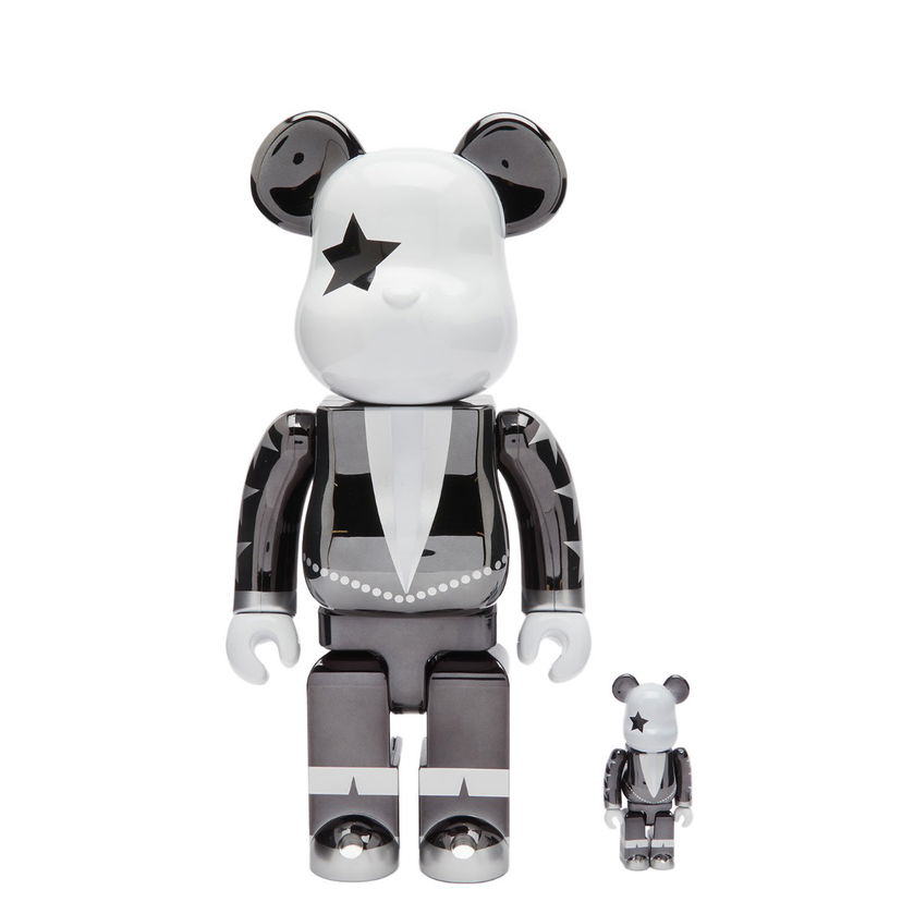 Zberateľské Medicom Toy Kiss Star Child Chrome Version Be@rbrick in Black 100%/400% Metalická | 4530956608891