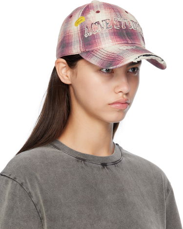 Šiltovka Acne Studios Distressed Plaid Cap Ružová | C40411-, 3