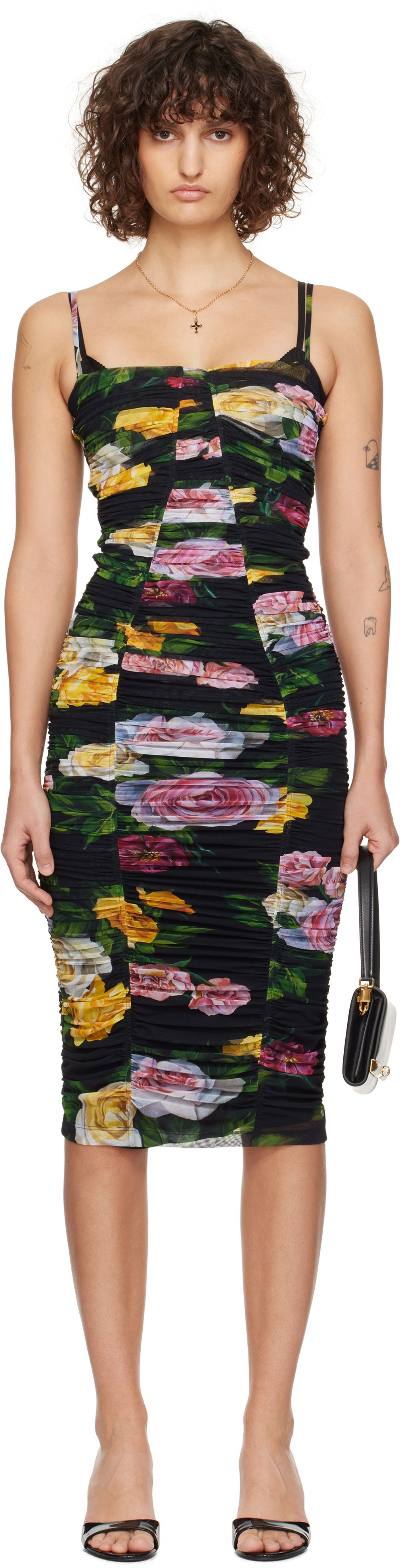 Šaty Dolce & Gabbana Dolce&Gabbana Tulle Floral Print Midi Slip Dress Rôznofarebný | F6FAKT FSUBI, 0