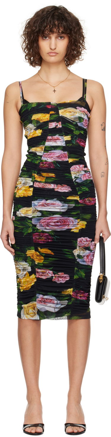 Šaty Dolce & Gabbana Dolce&Gabbana Tulle Floral Print Midi Slip Dress Rôznofarebný | F6FAKT FSUBI, 0