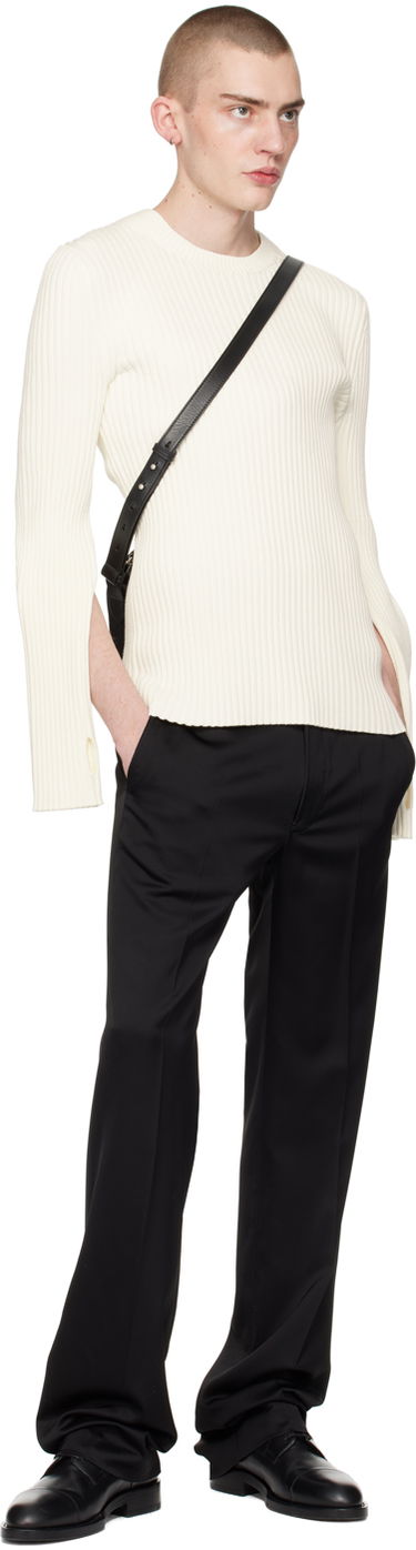 Sveter Helmut Lang Helmut Lang Cutout Ribbed Knit Sweater Biela | O01HM701, 3