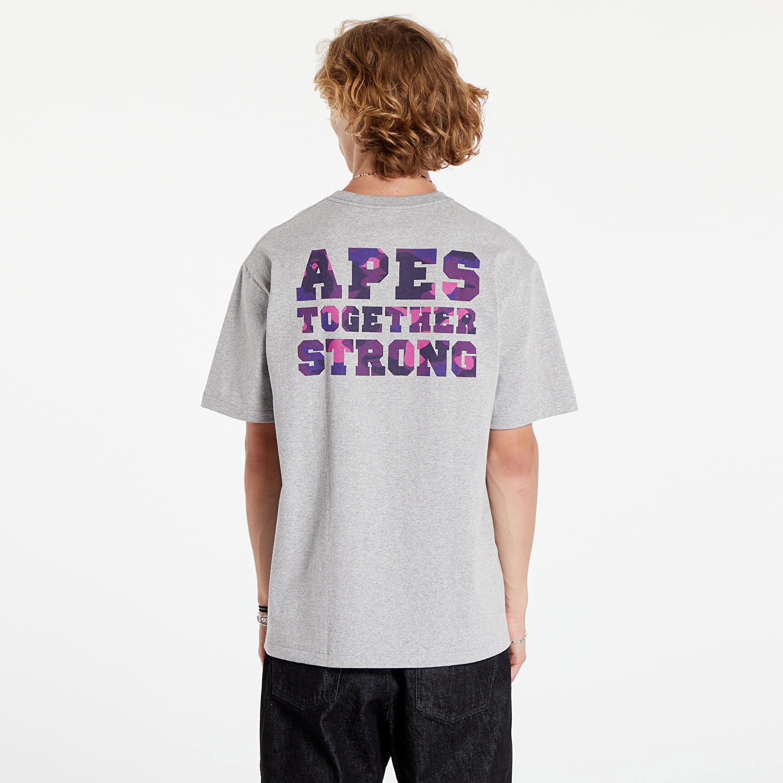 A BATHING APE Color Camo College Ats Tee Gray