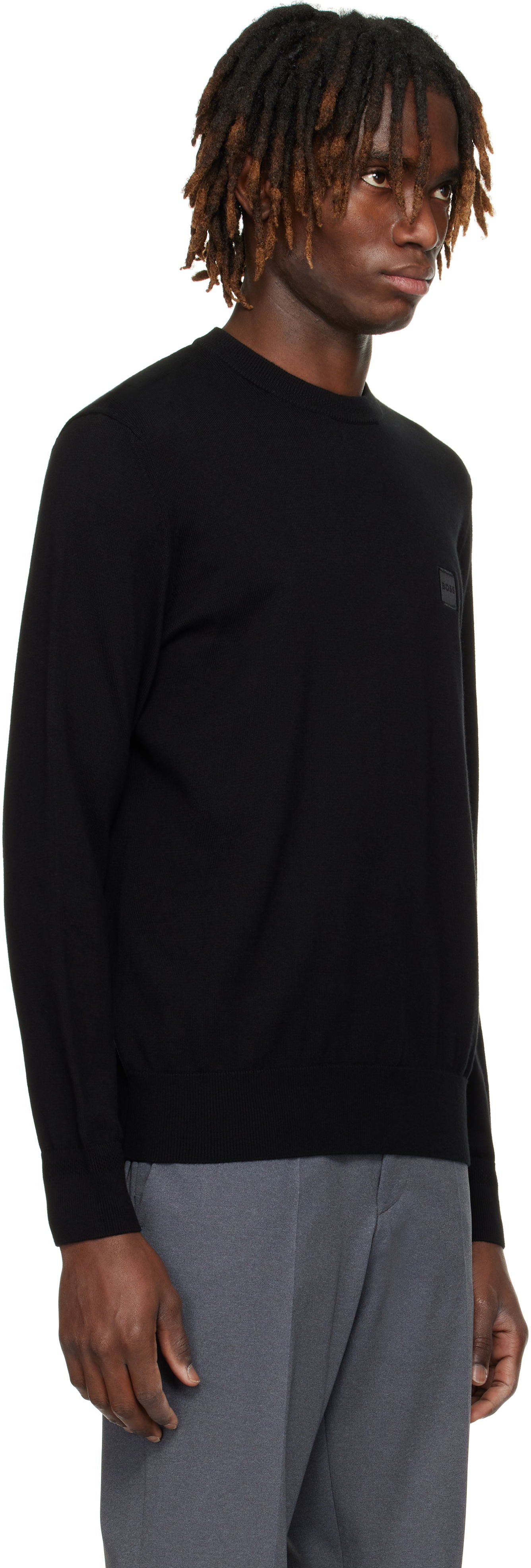 Sveter BOSS BOSS Cotton-Cashmere Regular-Fit Sweater Čierna | 50527583, 1
