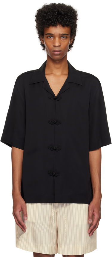 Košeľa Róhe Róhe Knotted Button Short Sleeve Shirt Čierna | 314-19-083, 0