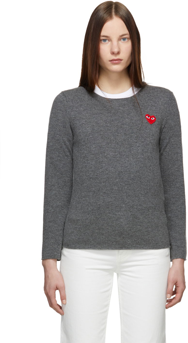Sveter Comme des Garçons PLAY Heart Patch Sweater Šedá | P1N067, 0