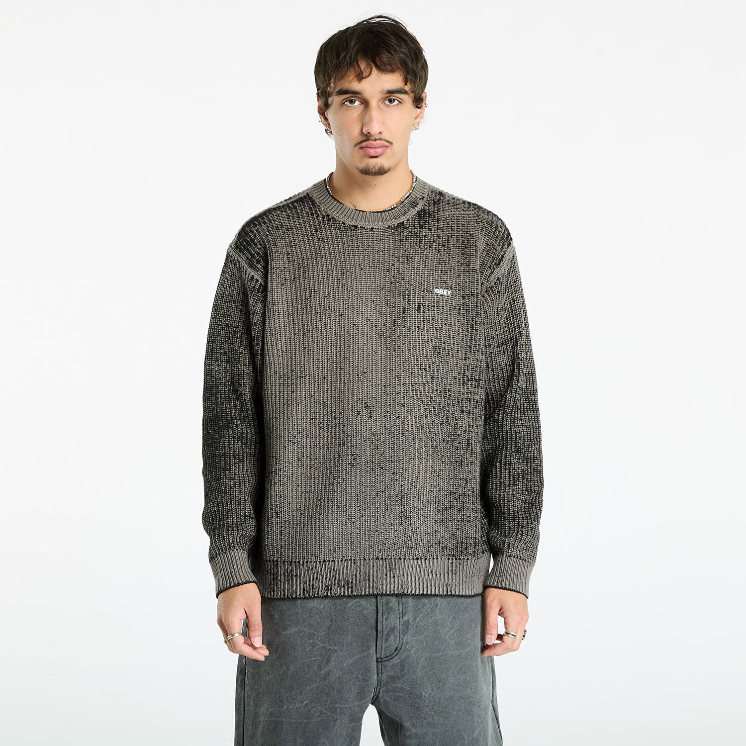 Sveter OBEY OBEY Spray Effect Sweater Šedá | 151000109-BKM, 0