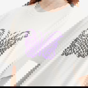 Tričko Needles Kae Tanaka Crew Neck T-Shirt with Butterfly Graphic Biela | QV433-A, 5