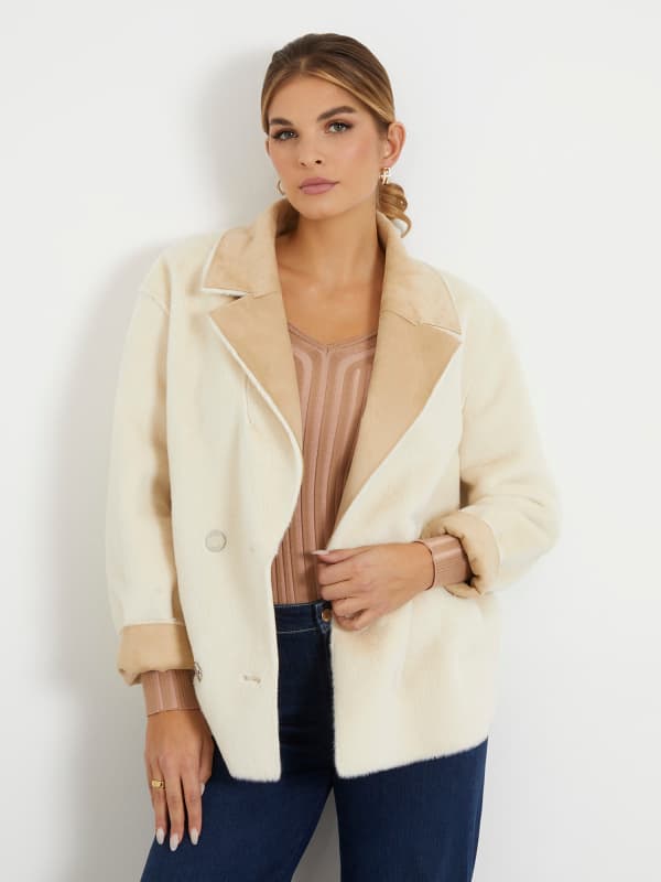 Bunda GUESS Faux Fur Jacket Béžová | W4RL37WFZV0, 0