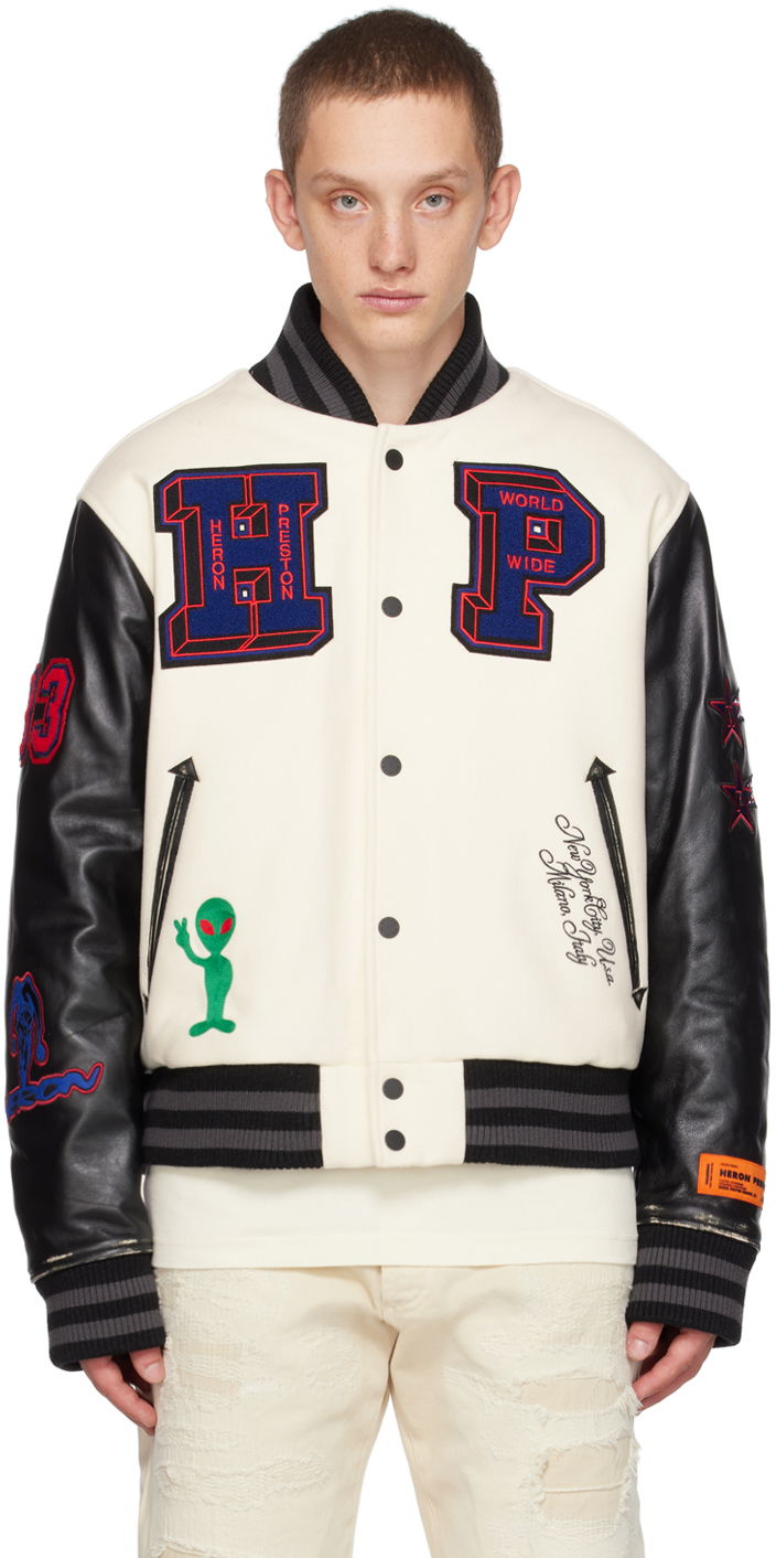 Bunda HERON PRESTON Varsity Bomber Jacket Biela | HMEK001F23FAB0010425, 0