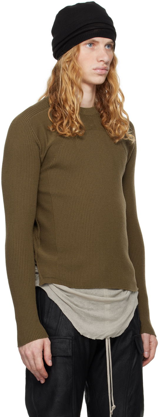Sveter Rick Owens Rick Owens Porterville Ribbed Geo Sweater Hnedá | RU02D6639 RIBM, 1