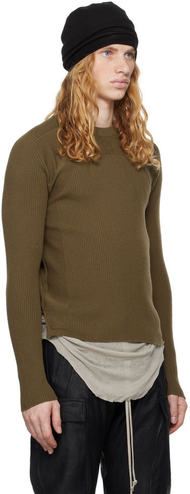 Sveter Rick Owens Rick Owens Porterville Ribbed Geo Sweater Hnedá | RU02D6639 RIBM, 1