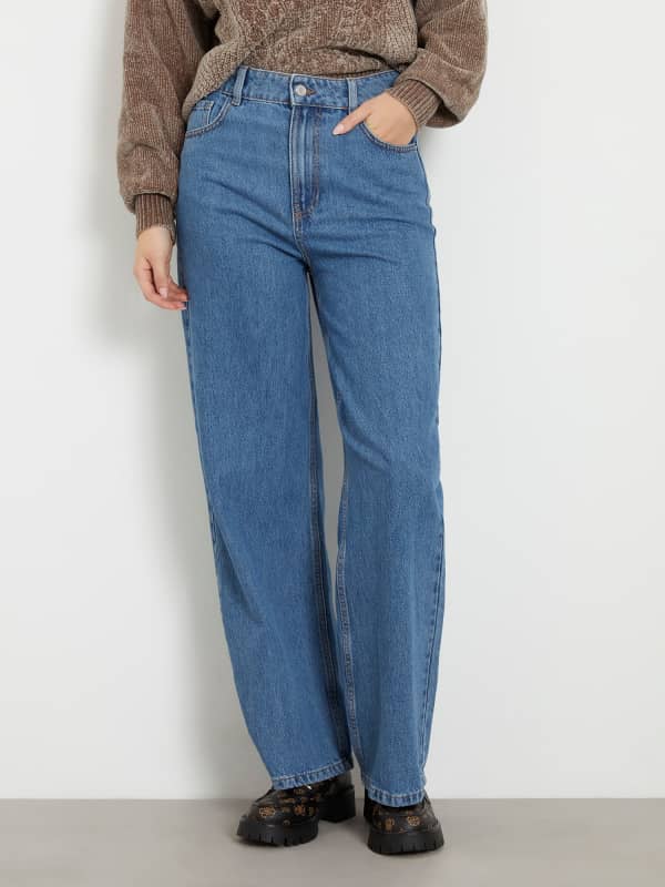 Džínsy GUESS High Rise Wide Leg Denim Pant Navy | W3BA1JD56J1, 0