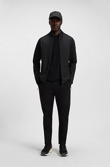 Mikina BOSS Regular-Fit Zip-Up Sweatshirt with Reflective Details Čierna | 50543906, 1