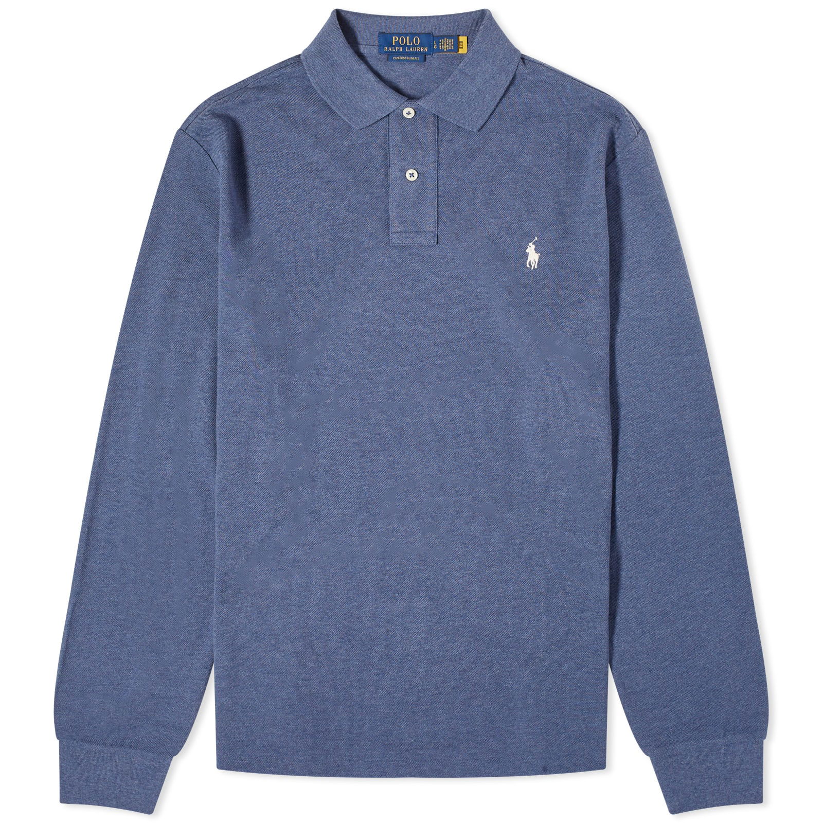 Long Sleeve Custom Fit Polo Shirt "Navy Heather"