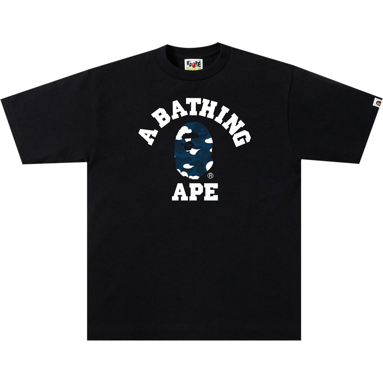 Tričko BAPE Stripe ABC Camo College Tee Navy | 1H80 110 038 BLACK NAVY, 1