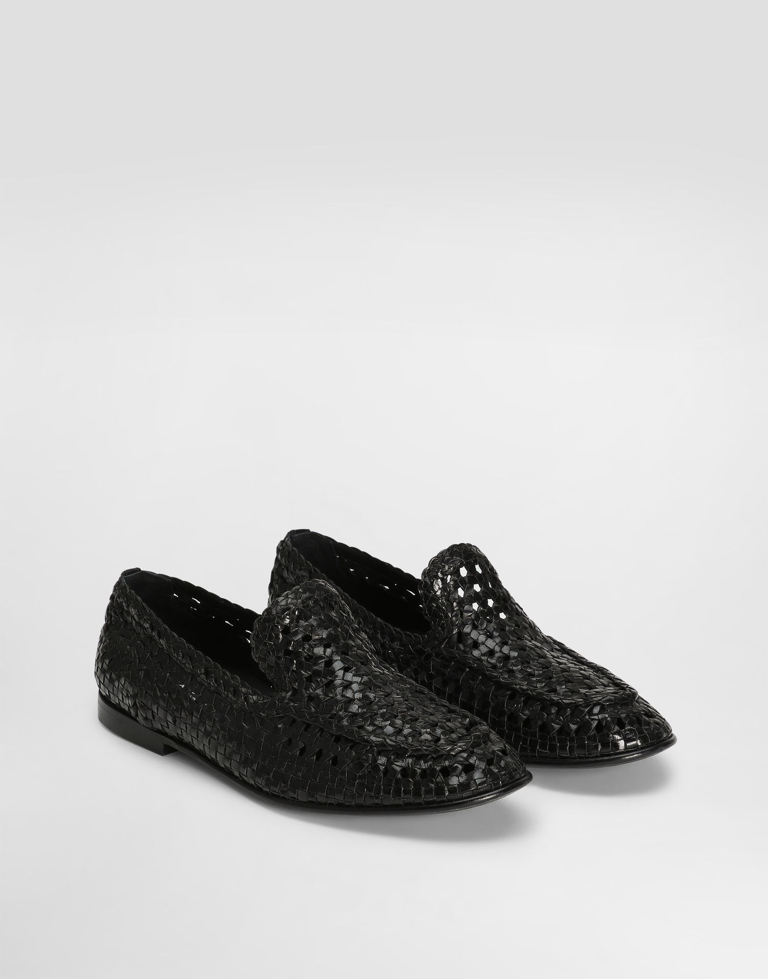Doplnky Dolce & Gabbana Dolce & Gabbana Polished Goatskin Woven Loafers Čierna | A50481A6M7180999, 1