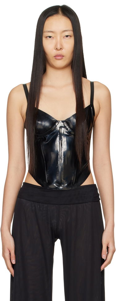 Tielko Miaou Miaou Kiko Vinyl Corset Top Čierna | 7075LTXBLK, 0