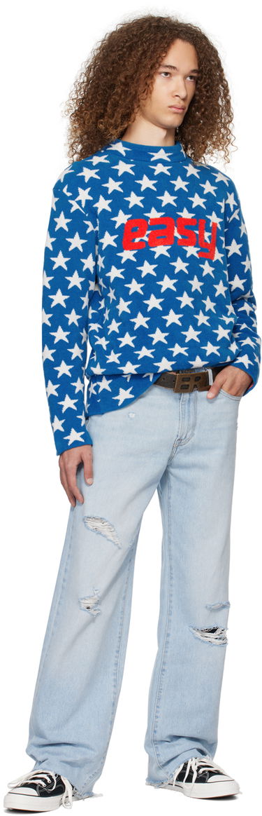 Sveter ERL 'Easy' Star-Print Knit Sweater Modrá | ERL07N006, 4