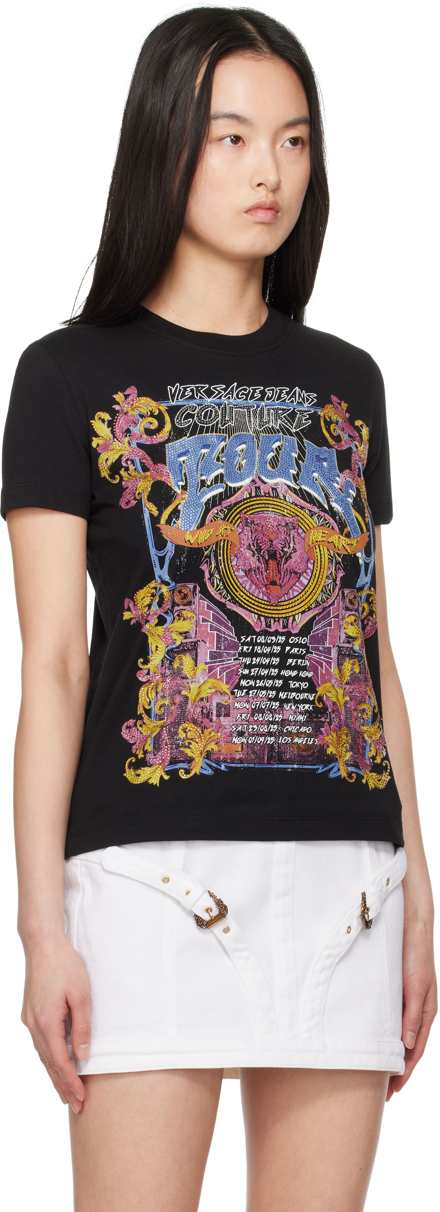 Tričko Versace Versace Jeans Couture Crystal Tour Graphic T-Shirt Čierna | E78HAHC03_ECJ01C, 1