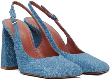 Tenisky a topánky Amina Muaddi Sling Suede Heels Modrá | CHARLOTTE SLING BLOCK PRINTED, 3