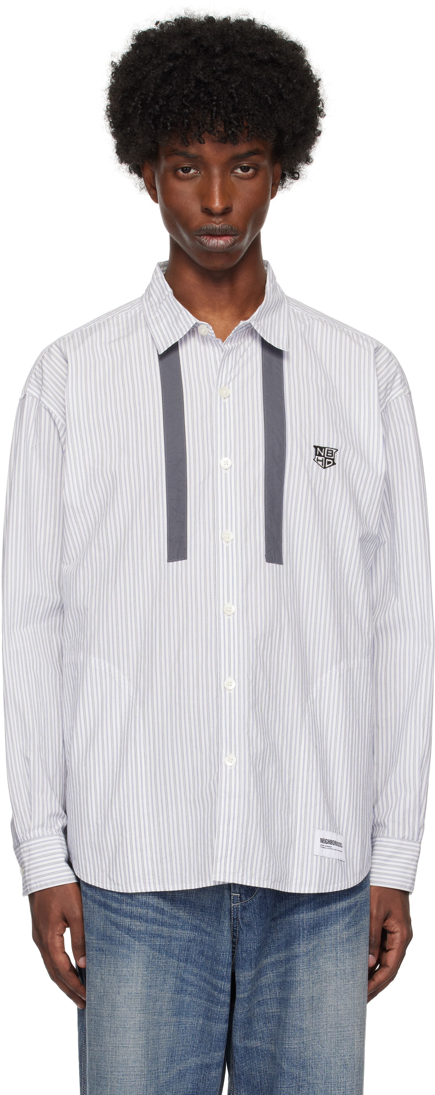 Košeľa Neighborhood Tie Long Sleeve Shirt Biela | 242AQNH-SHM01, 0