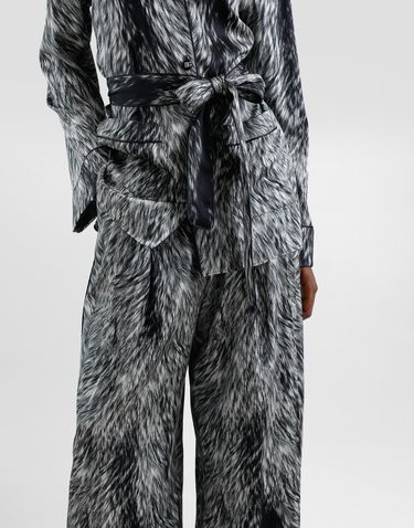 Nohavice Dolce & Gabbana Satin Pajama Pants With Fur Print Šedá | FTC3VTFSA7KHI3VQ, 3