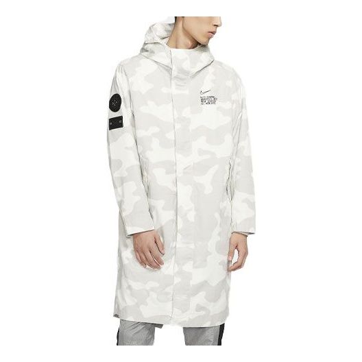 Parka Nike Sportswear Windproof Camouflage Mid-Length Hooded Windbreaker Biela | CK2537-072
