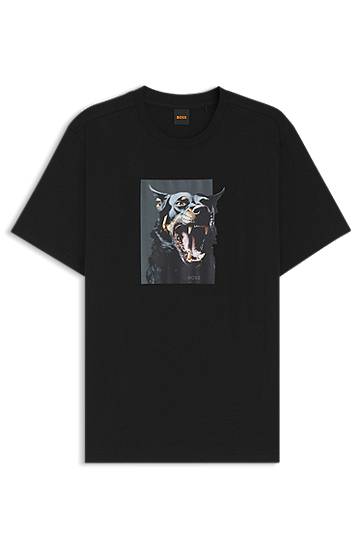 Tričko BOSS Cotton-jersey T-shirt with snarling dog artwork Čierna | 50558965, 0