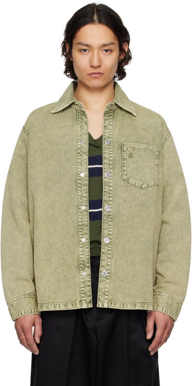 Košeľa AMI AMI Paris Cotton Ami de Coeur Denim Overshirt Zelené | HJK273.DE0064, 0