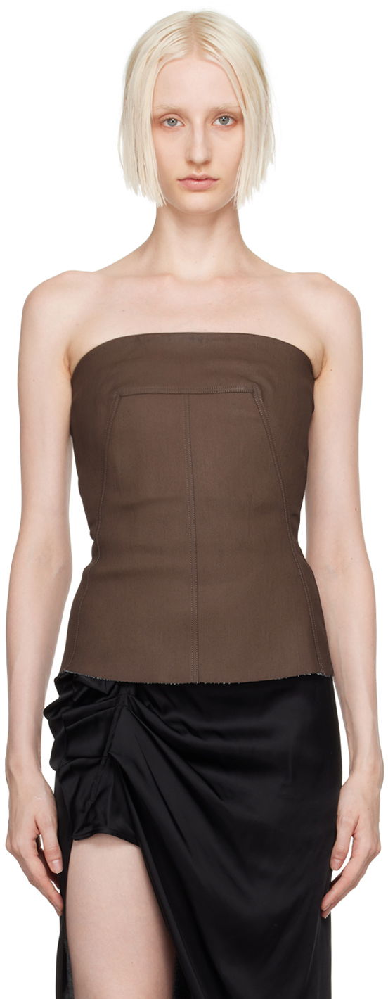 Oblečenie Rick Owens Brown Porterville Bustier Denim Top Hnedá | RP02D3127 SMT