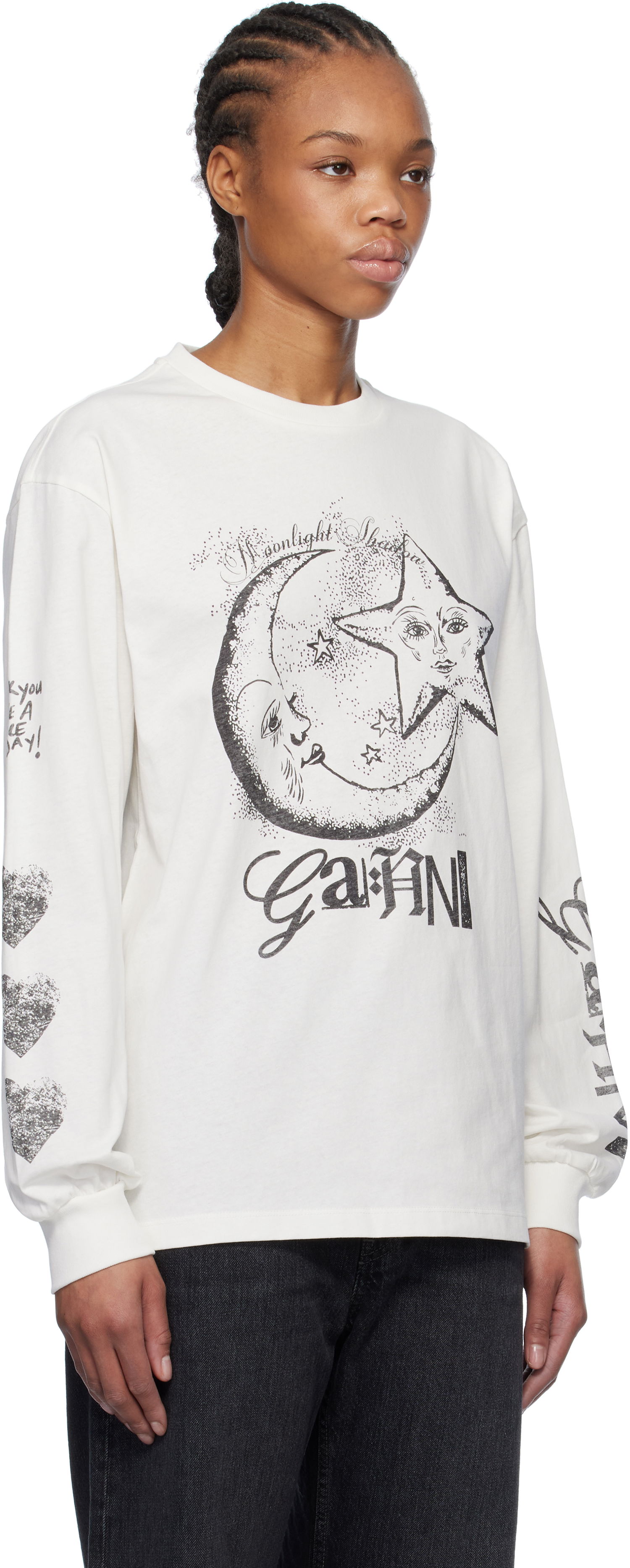 Tričko GANNI GANNI Future Heavy Long Sleeve T-Shirt Biela | T4064, 1