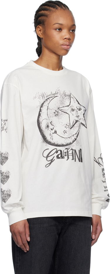 Tričko GANNI GANNI Future Heavy Long Sleeve T-Shirt Biela | T4064, 1