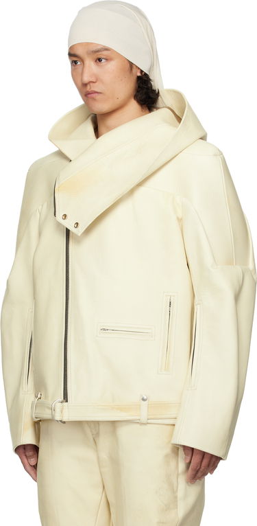Bunda Rick Owens Rick Owens Hollywood Hooded Stooges Leather Jacket Biela | RR01E5704 LBH, 3
